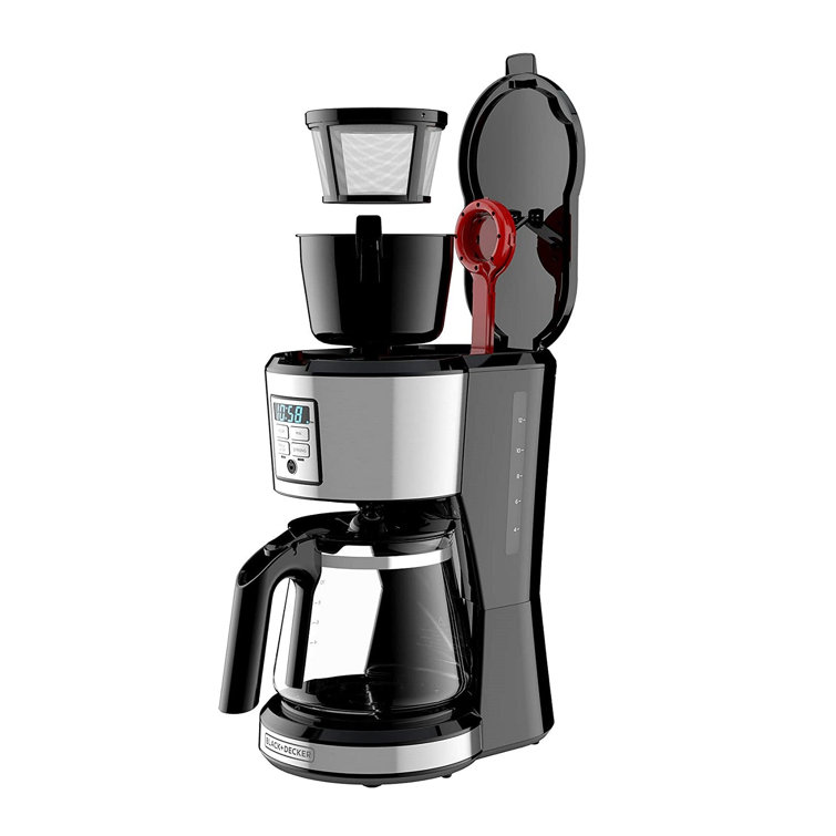 Black+Decker 12 Cup Programmable Coffee Maker In Stainless Steel